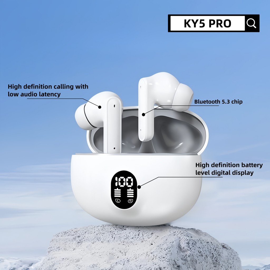 KY5 Pro หูฟังไร้สายบลูทูธในหู ระบบควบคุมแบบสัมผัสลายนิ้วมือหูคู่ คุณภาพ ...