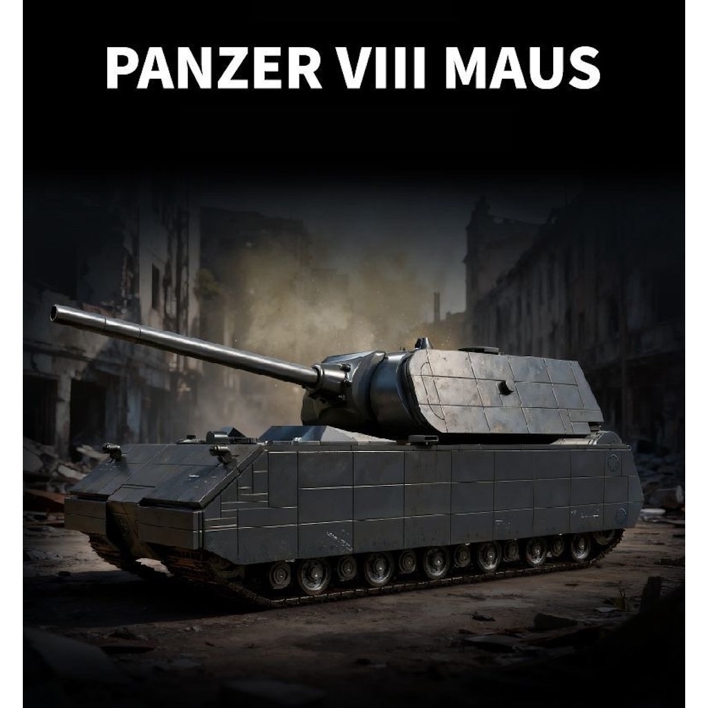 2416PCS MOC ขนาดใหญ่สีเทา Panzer VIII Maus Heavy ถังรูปของเล่น Building ...