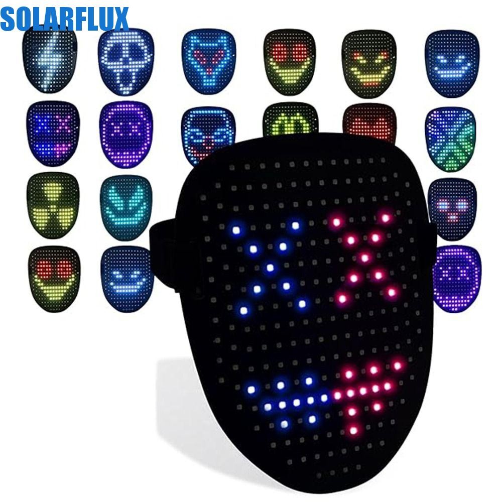 SOLARFLUX หน้ากาก LED ฮาโลวีน, ท่าทางเหนี่ยวนําเปลี่ยน Face Light Up ...