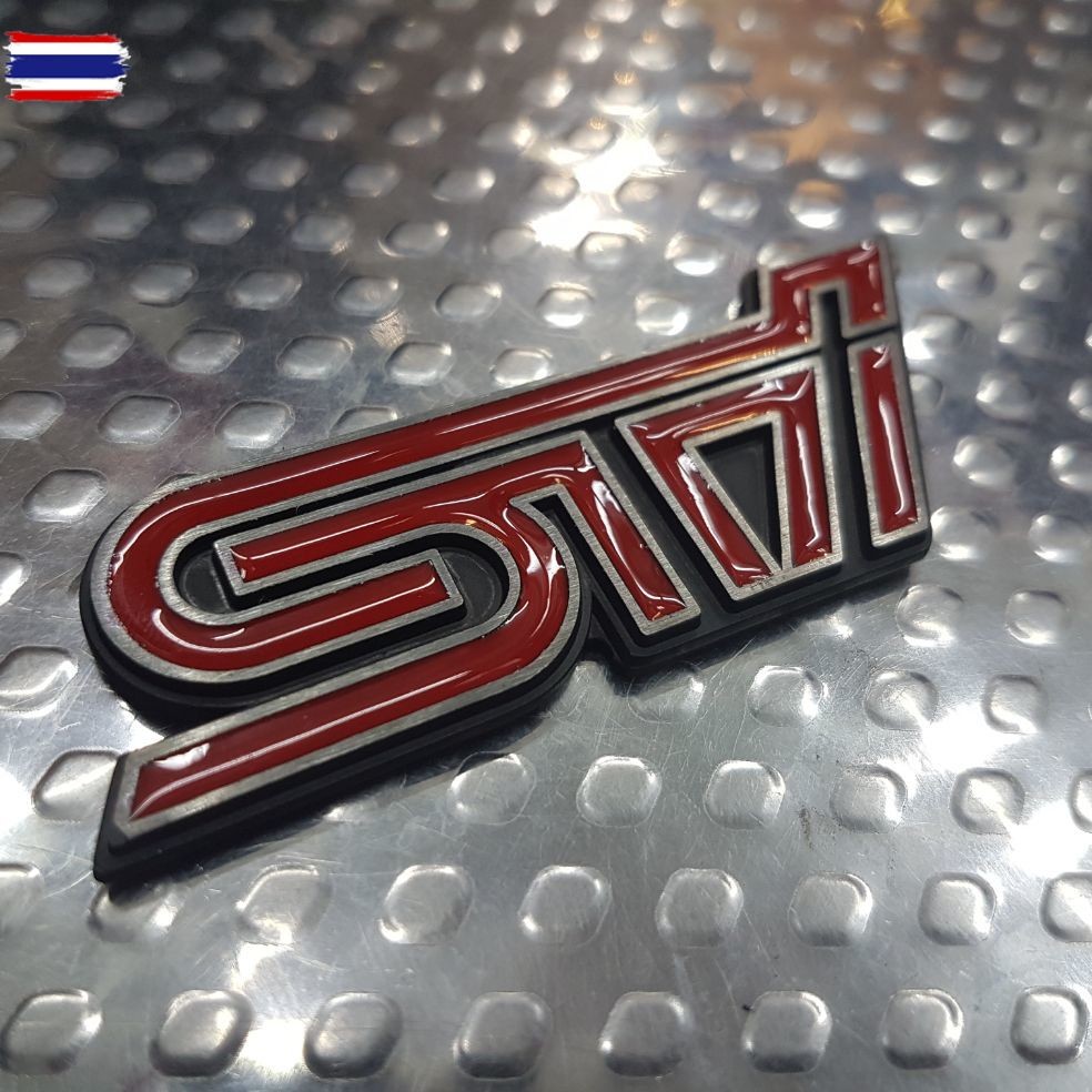 SUBARU STI LOGO ALUMINIUEM โลโก้ อลู เอสทีไอ ซูารุ แดง ดำ | Shopee Thailand