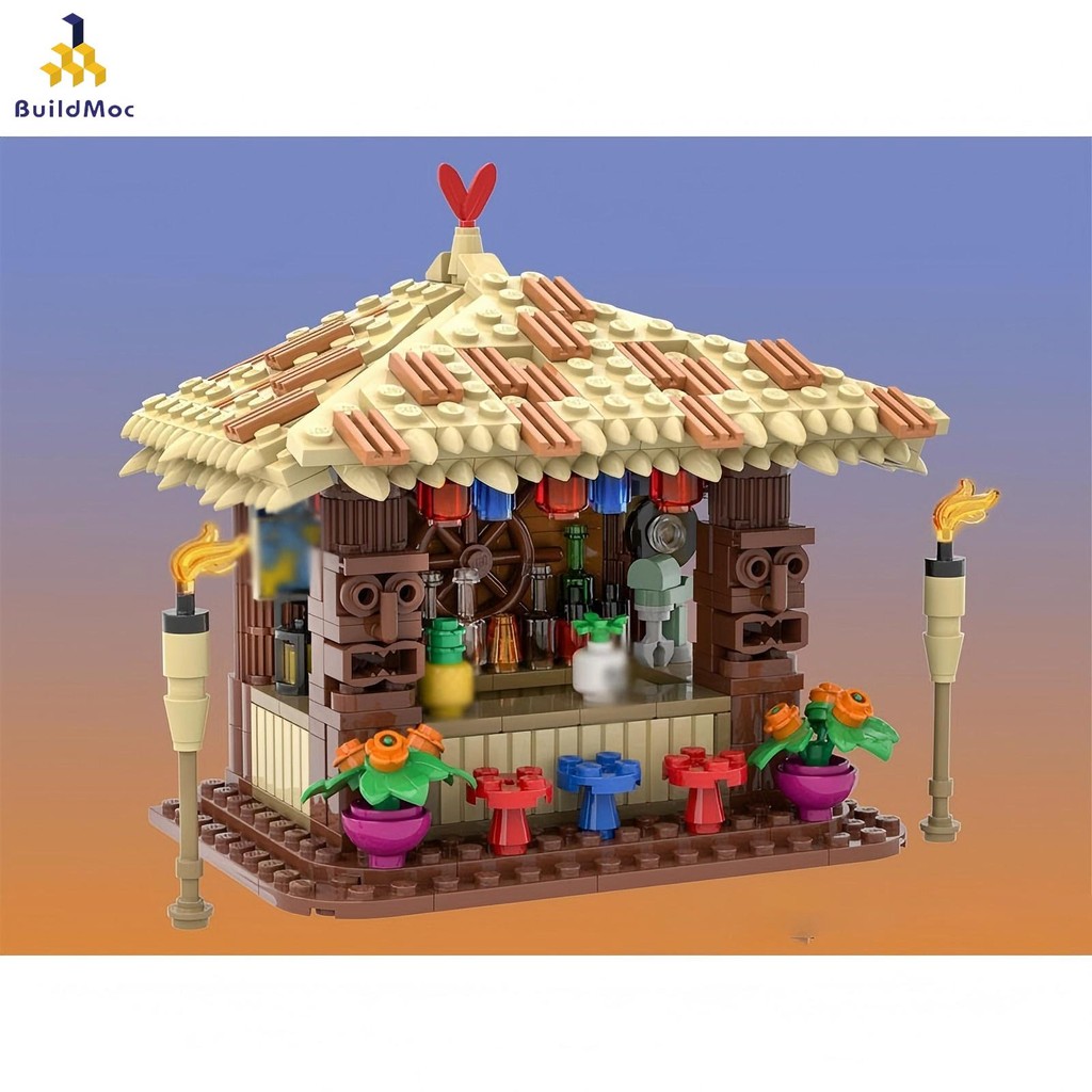 Tiki Hut Beach Bar Building Blocks ประกอบของเล่นของขวัญ 388 ชิ้นอิฐ MOC ...