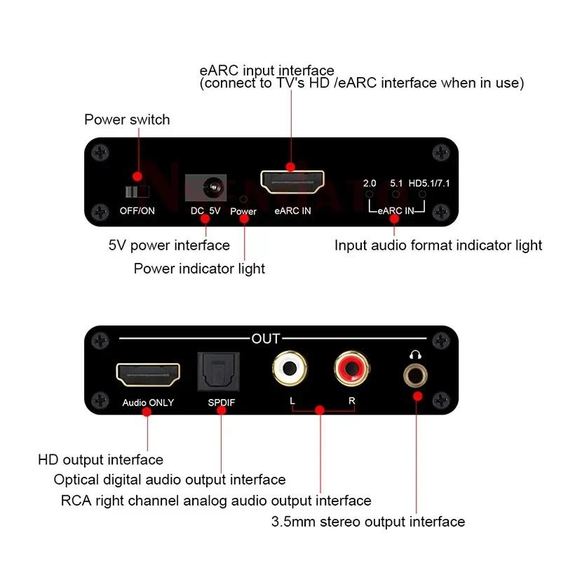 192KHz HDMI eARC ARC เป็น RCA Audio Extractor Converter eARC HDMI ...
