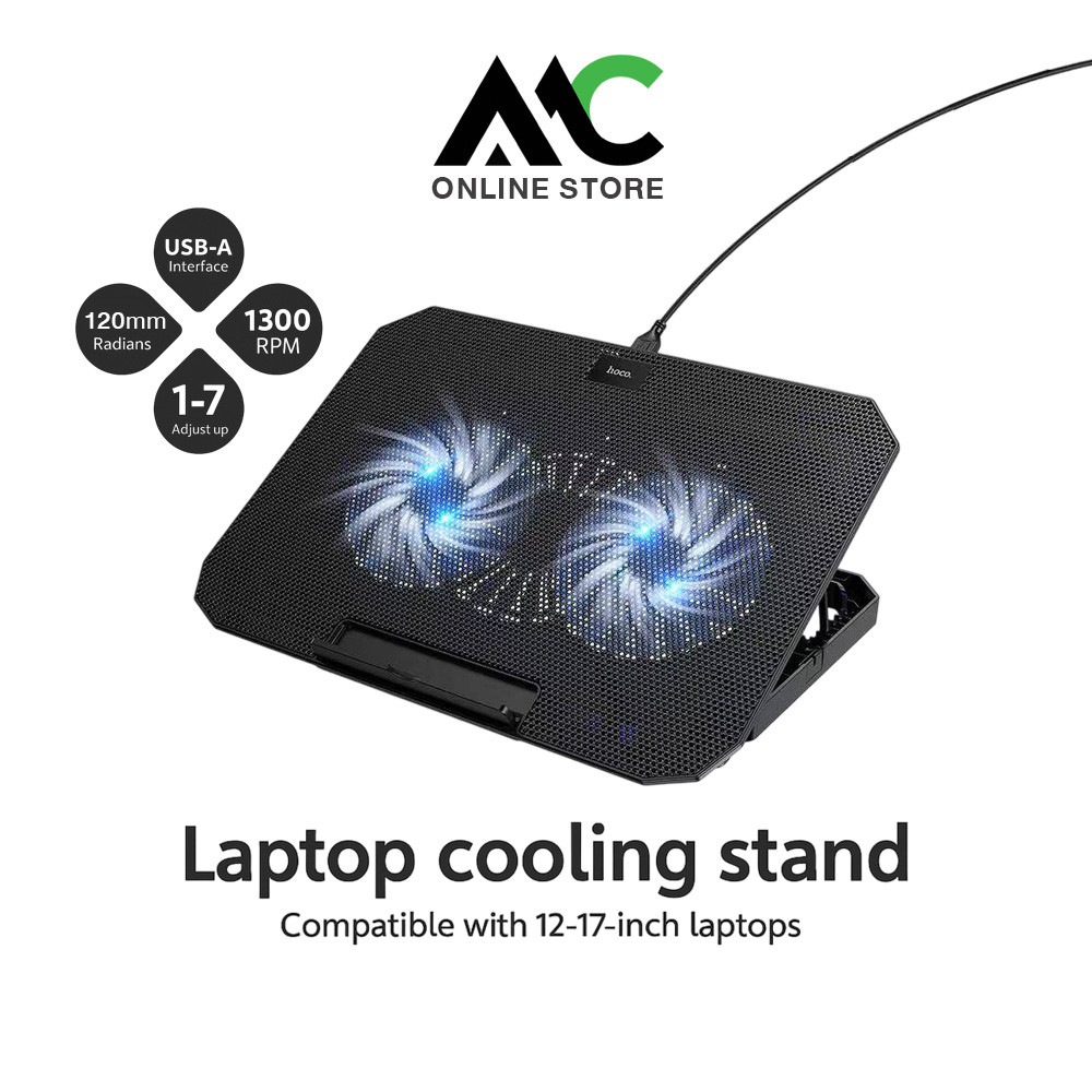 HOCO GA4 แท่นวางโน้ตบุ๊ก Cooling Stand พัดลมคู่ 120mm + ปรับระดับได้ 7 ...