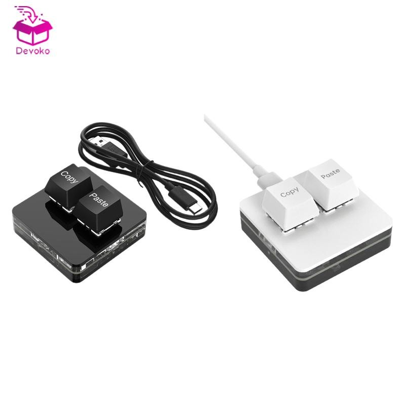 [chiwanji2mf] Copy and Paste 2 Key Keyboard USB Mini Keyboard 2 Keys Red Axis RGB Backlit Hot Swap 2 Key Programming Keyboard for Macros