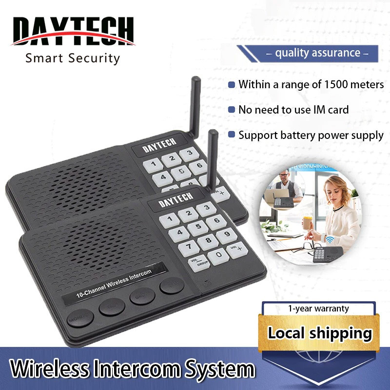 Daytech ระบบอินเตอร์คอมไร้สายสําหรับสํานักงานเครื่องส่งรับวิทยุ Dual ...