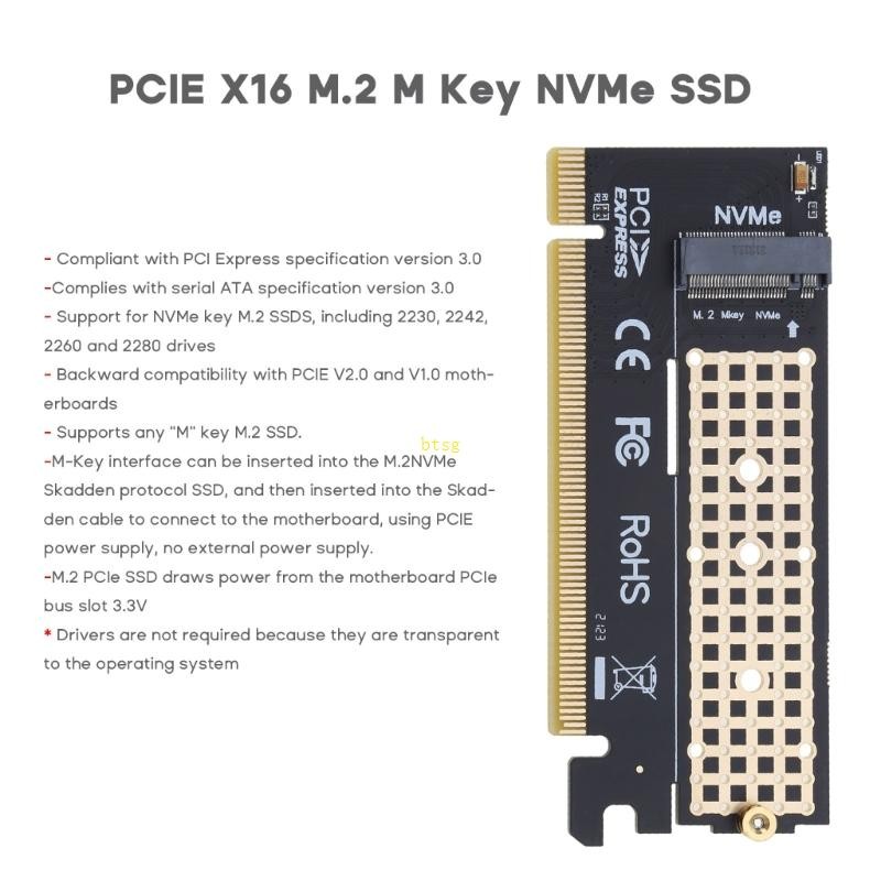 Btsg M2 PCIE 3 0 การ์ดอะแดปเตอร์ PCI-EX16 NVMe Riser รองรับ SSD 2280 ...