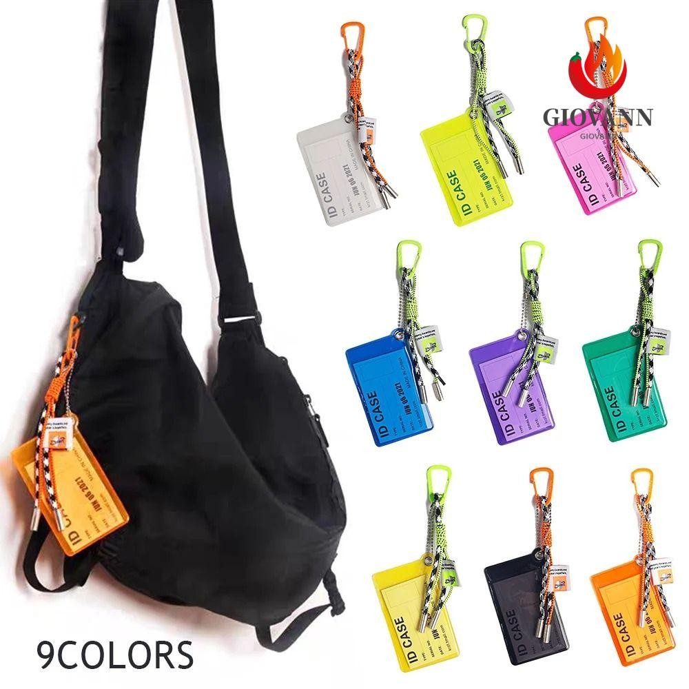 GIOVANNI ID Card Strap, วัสดุ PVC สีเรืองแสงผู้ถือบัตร Lanyard, กระเป๋า ...