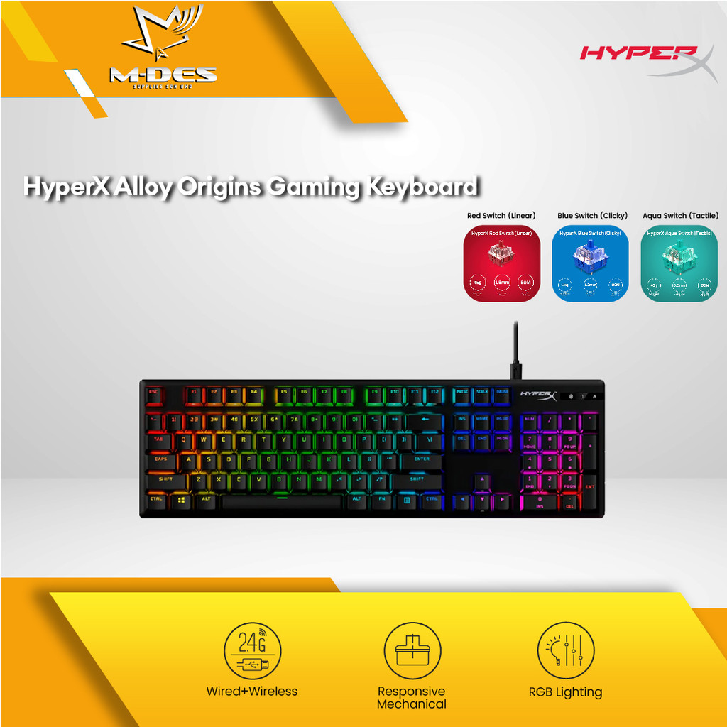 HyperX Alloy Origins Mechanical Wired Gaming Keyboard - HX Red / Aqua ...