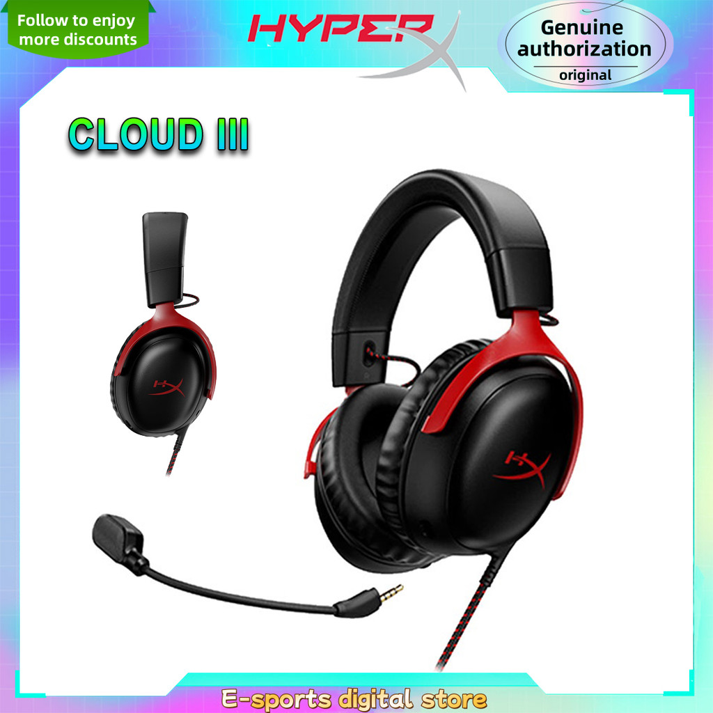 HyperX Cloud III ชุดหูฟังสําหรับเล่นเกมแบบครอบหูแบบมีสายตัดเสียงรบกวน ...