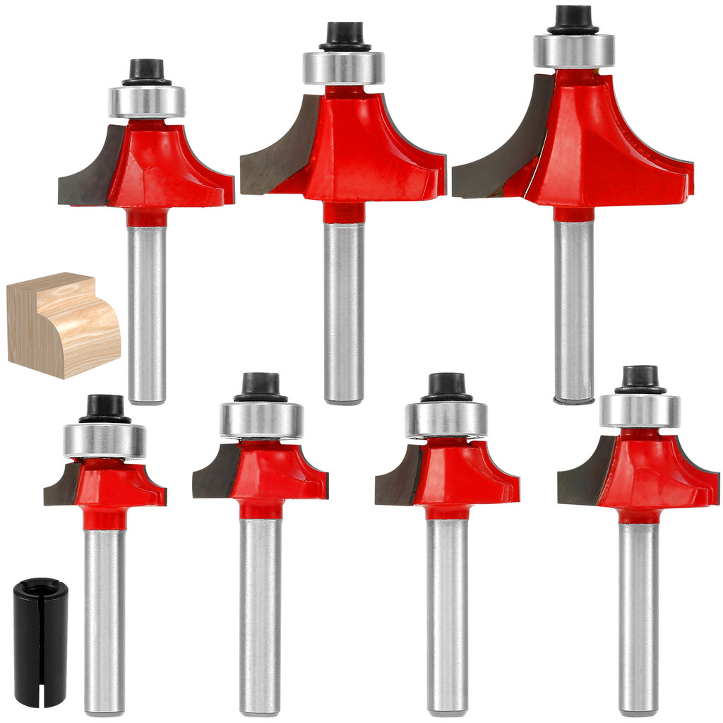 7 ชิ้น 1/4 นิ้ว Shank Roundover Edging Router Bit ชุดคาร์ไบด์แบริ่ง ...