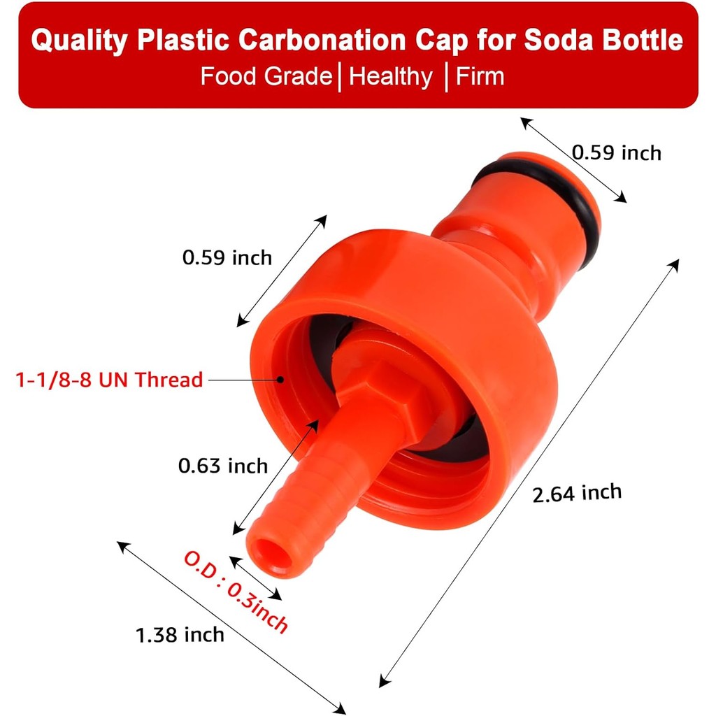 Carbonator Cap, 4 Pack พลาสติก Carbonation Cap 5/16 Barb Ball Lock ...