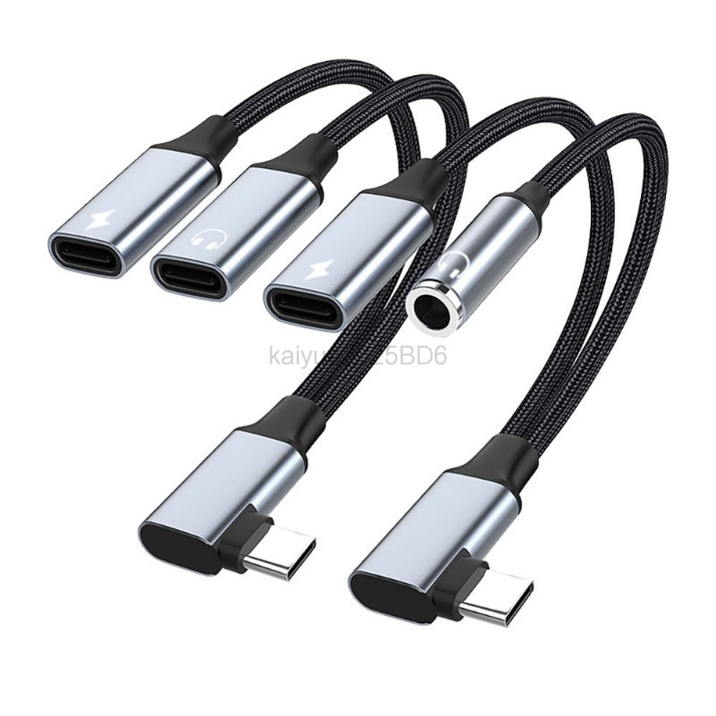 Usbc ถึง Usbc Splitter คู่ Type C อะแดปเตอร์เสียง 2-in-1 ประเภท C หูฟัง ...
