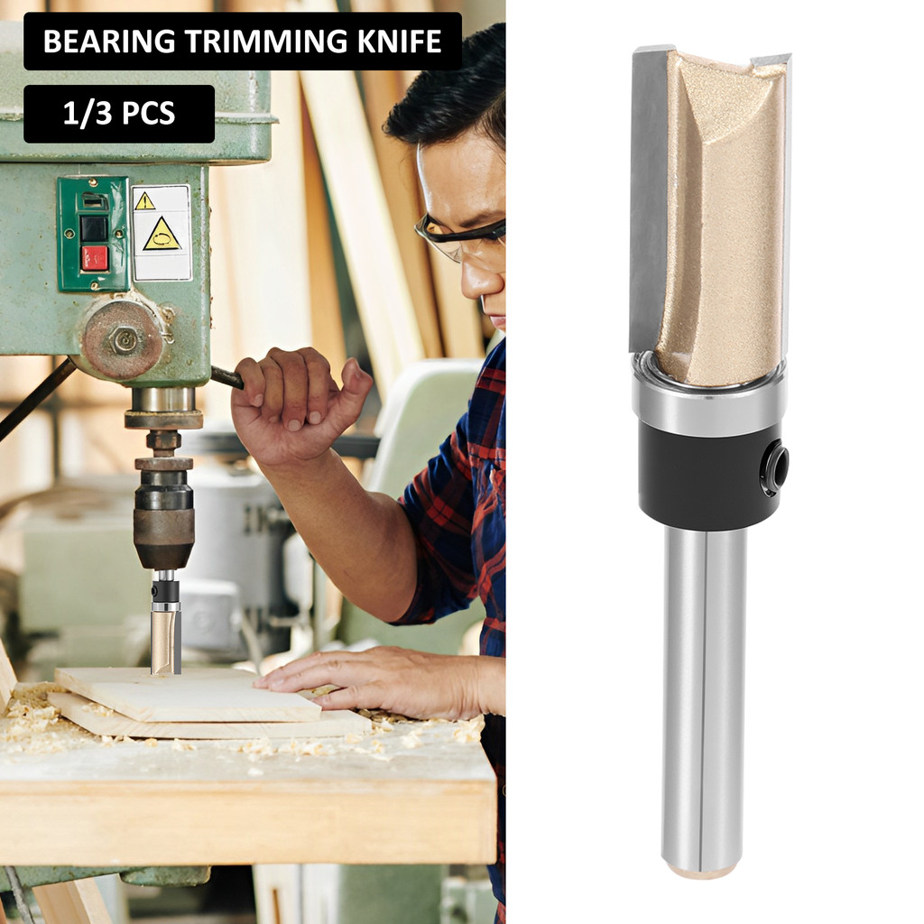 1/3 ชิ้น Flush Trim Router Bit แบริ่งตัด 1/4 นิ้ว Shank แบบพกพาแบริ่ง ...