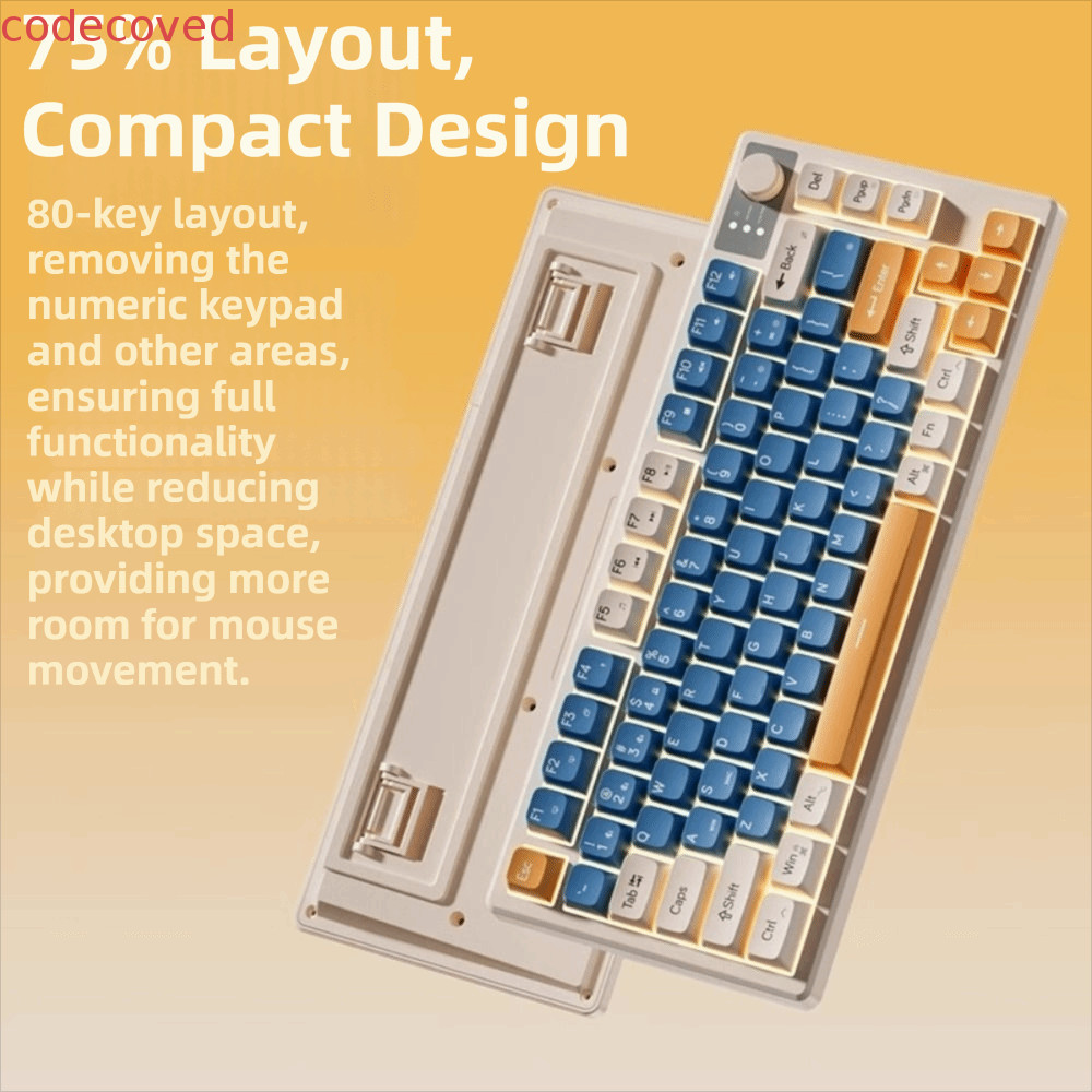 CODECOVED Gaming Mechanical Keyboard, การเชื่อมต่อแบบมีสาย Ultra-Quiet Mechanical Feel Keyboard, พิเศษ 75 เค้าโครงขนาดกะทัดรัด Illuminated Gaming Keyboard Esports