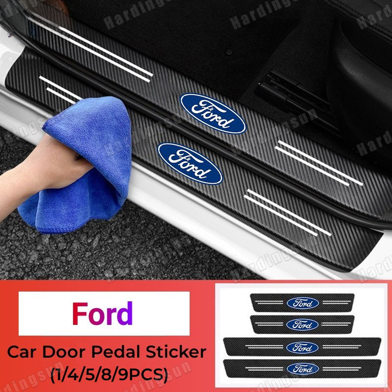 พร้อมสต็อกFord รถประตู Sill สติกเกอร์คาร์บอนไฟเบอร์หนังประตูรถด้านหลัง ...