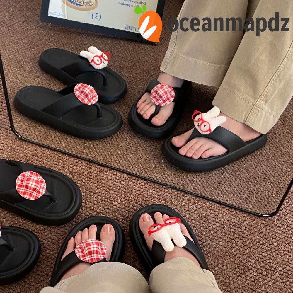 OCEANMAPDZ Cartoon Rabbit Flip Flops, นุ่มและไม่ลื่น รองเท้าแตะสำหรับ ...
