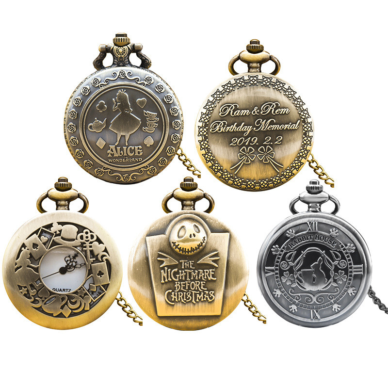 Alice in Wonderland Retro Pocket Watch Alice and Rabbit Anime Pocket ...