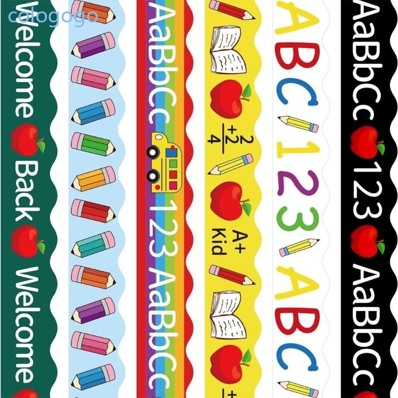 COLO 6 ชิ้น 123 รถบัสพิมพ์ Bulletin Border Trim Sun Bulletin Board ...