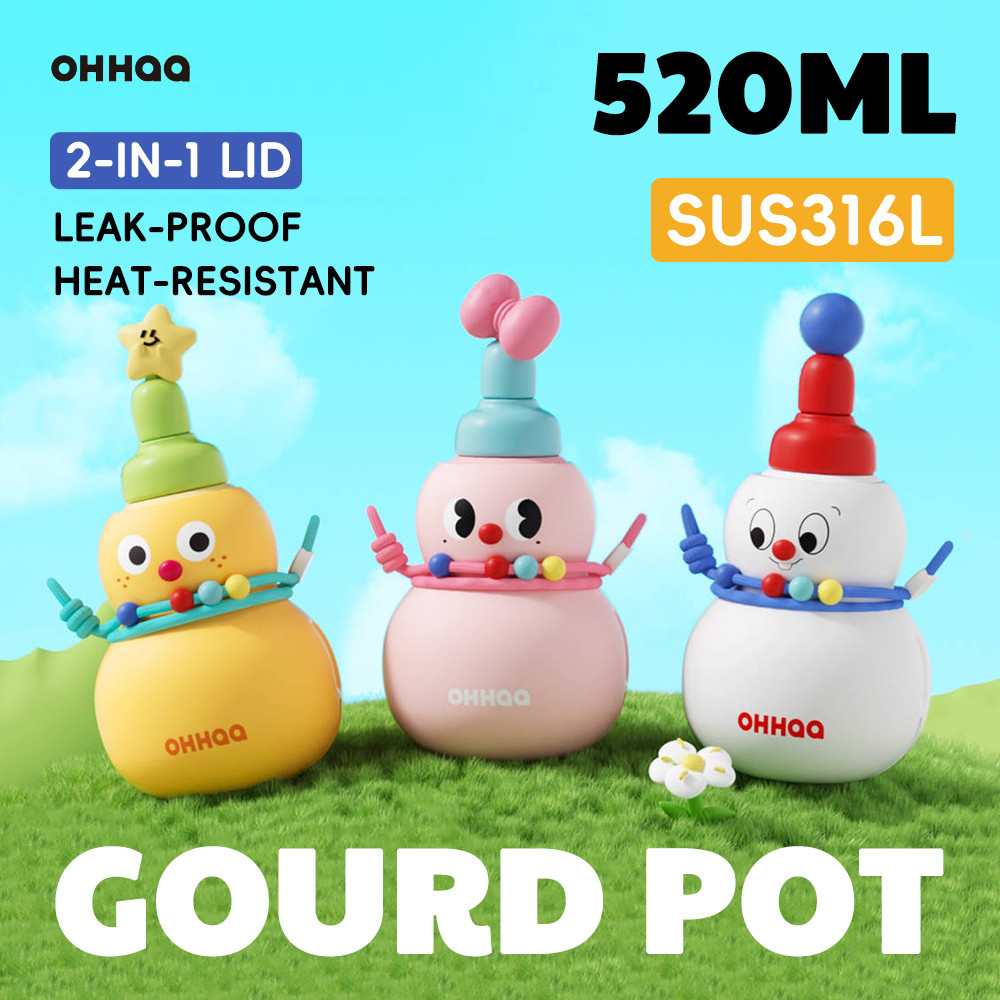 [มีในสต็อก] OOHAA หม้อน้ําเต้าแท้ 520ml ถ้วยน้ําความจุขนาดใหญ่พร้อมหลอด ...