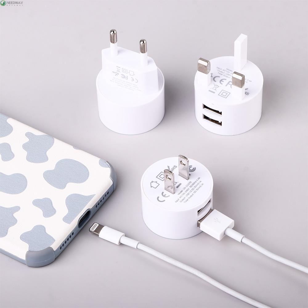 NEEDWAY Dual Usb Round Charger แบบพกพา Universal Dual USB Quick Charge ...