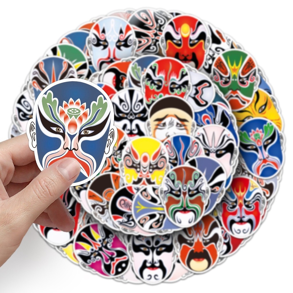 Peking Opera Face Mask Stickers 60ชิ้น สติกเกอร์ หน้ากากอุปรากรจีน สื่อ ...