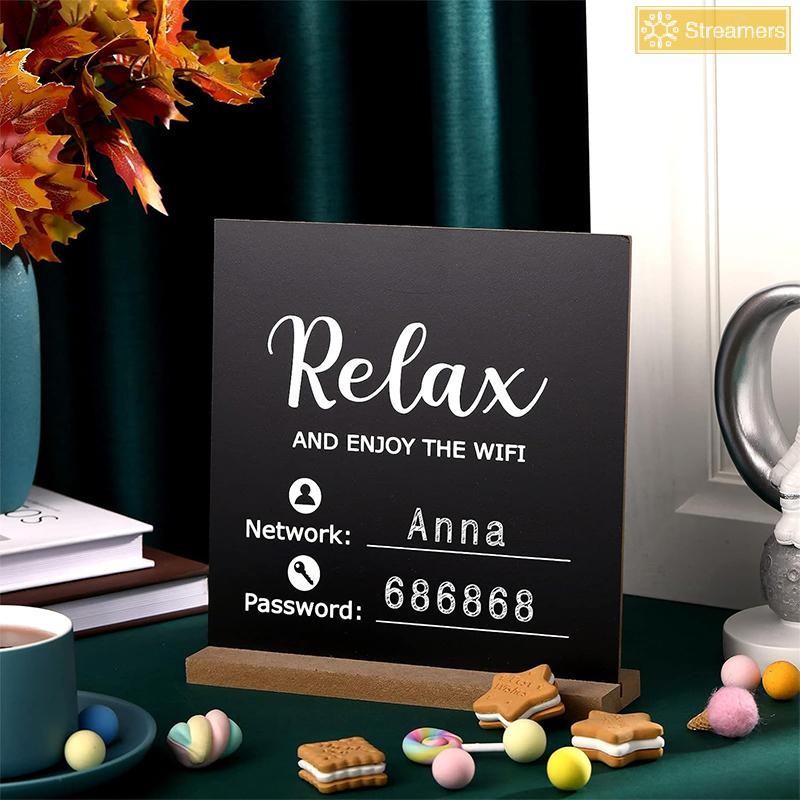 {Streamers} Wifi Sign 3d Acrylic Board พร้อมฐานไม้ Public Shope Signage ...