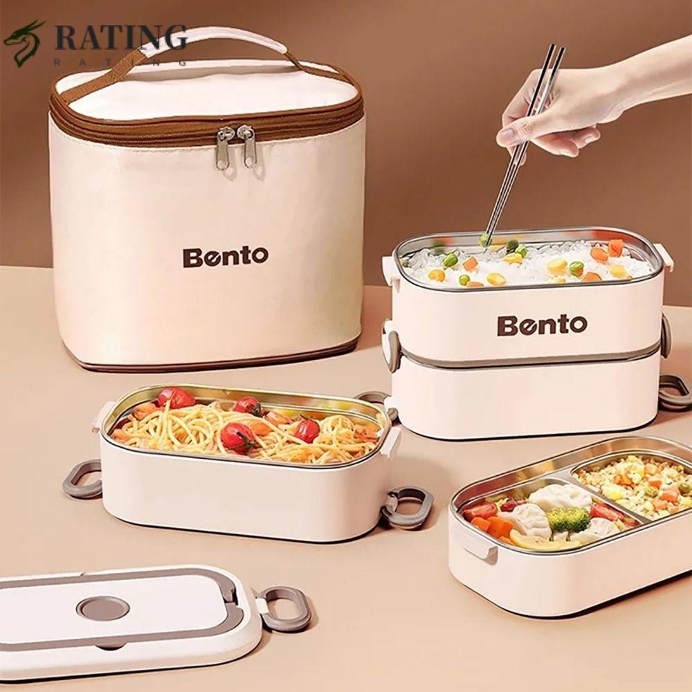RATIN 1 ชุด Bentto กล่อง, สแตนเลสพร้อมกระเป๋าชุดบนโต๊ะอาหาร, ทนทาน ...
