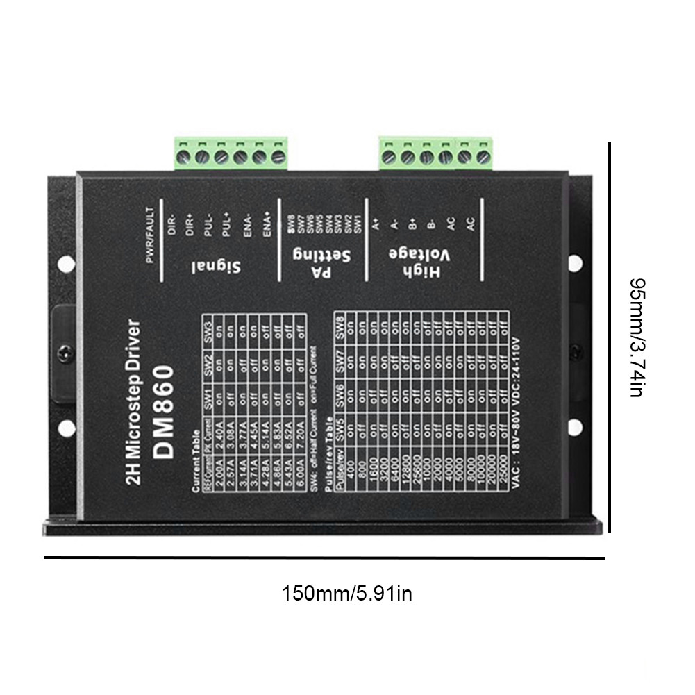 DM860H DM860 Stepper มอเตอร์ไดรฟ์ 0-200khz 2 เฟส Stepper Motor ...