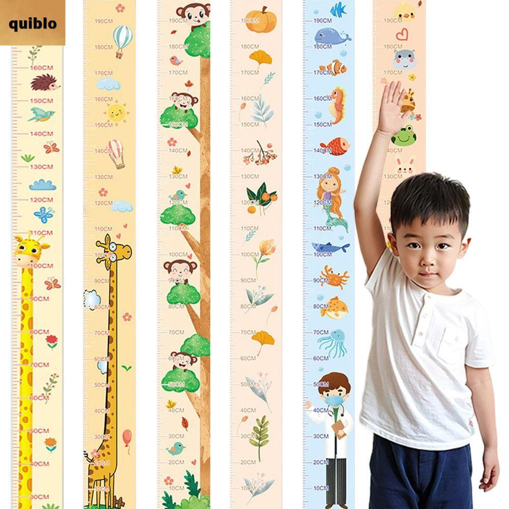 QUIBLO สติ๊กเกอร์วัดส่วนสูง, แผนภูมิการเจริญเติบโตของเด็กแบบมีกาวในตัวแบบถอดได้, รูปแบบ Catoon กันน้ํา 2M แผนภูมิการเจริญเติบโตของความสูงสติกเกอร์ใช้ในบ้าน