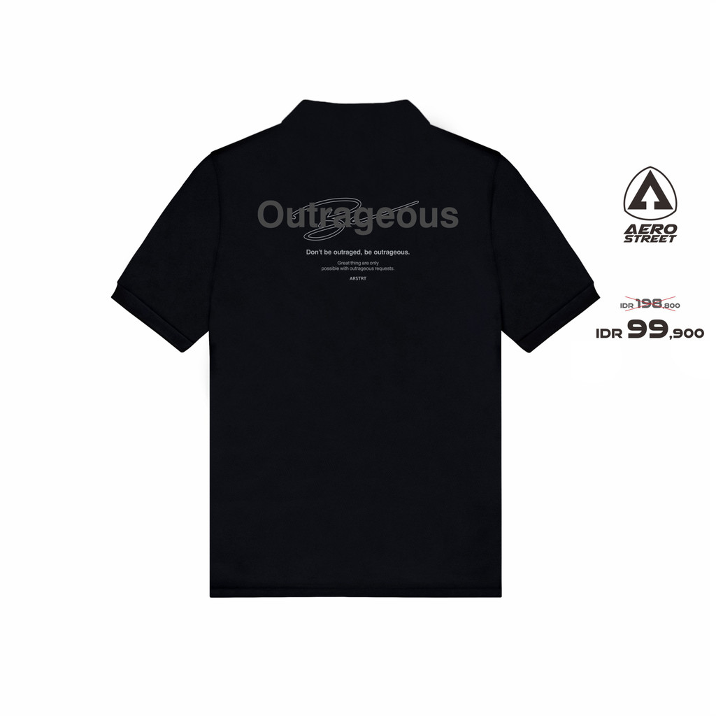 เสื้อโปโล Aerostreet เสื้อโปโล Black Man Outrageous QFA2 | Shopee Thailand