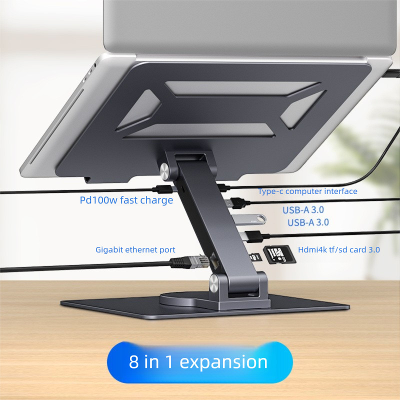 8 in 1 Notebook Stand PD Fast Charge หมุนพับ USB Gigabit Network Port ...