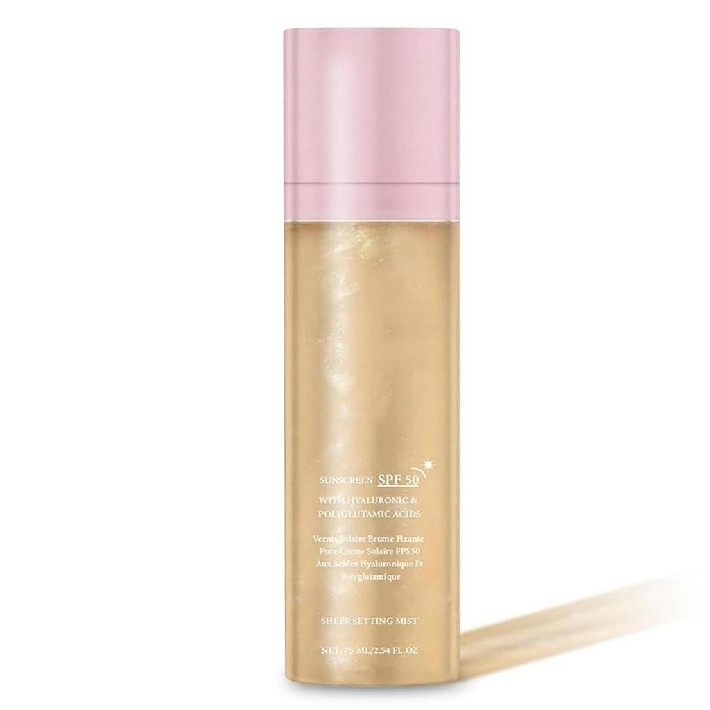 Sunglaze Sheer Setting Mist Sunscreen SPF 50, Broad Spectrum Shimmering ...