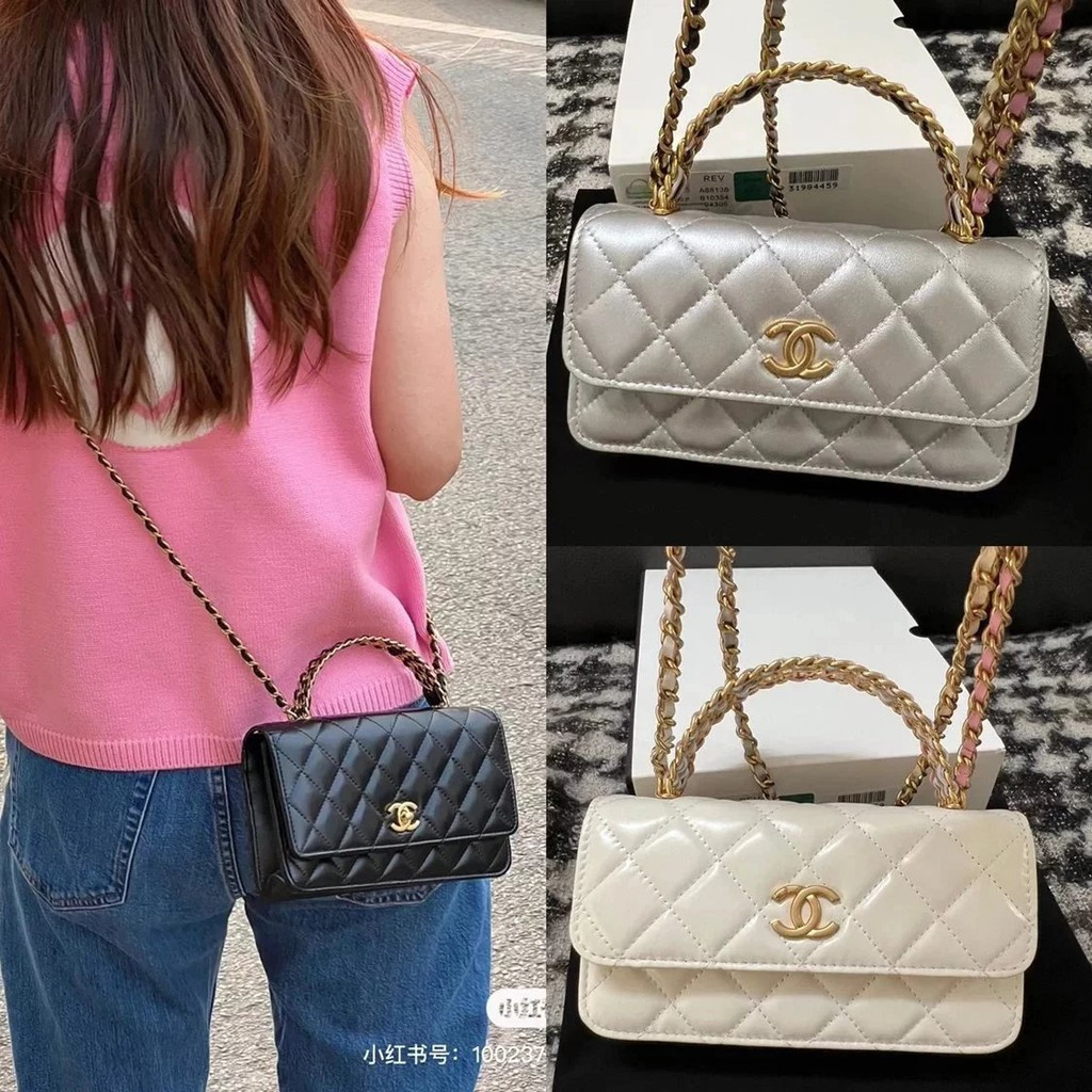 CHANEL 23p ใหม่ สไตล์ Hollow Handle กระเป๋า WOC Flap สำหรับ 여성 พร้อม ...
