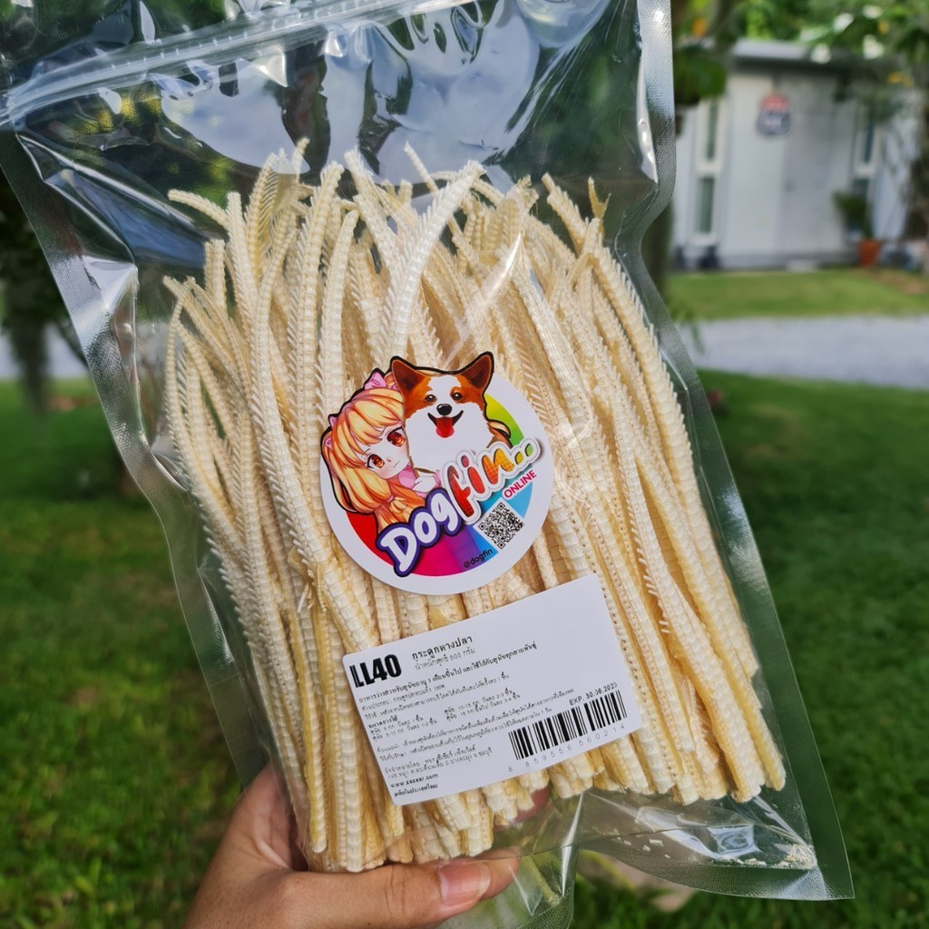 Dogfin กระดูกปลาอบแห้งถุงใหญ่ 500 g. - 1 kg. ขนมสุนัขและแมว บำรุงกระดูก ...