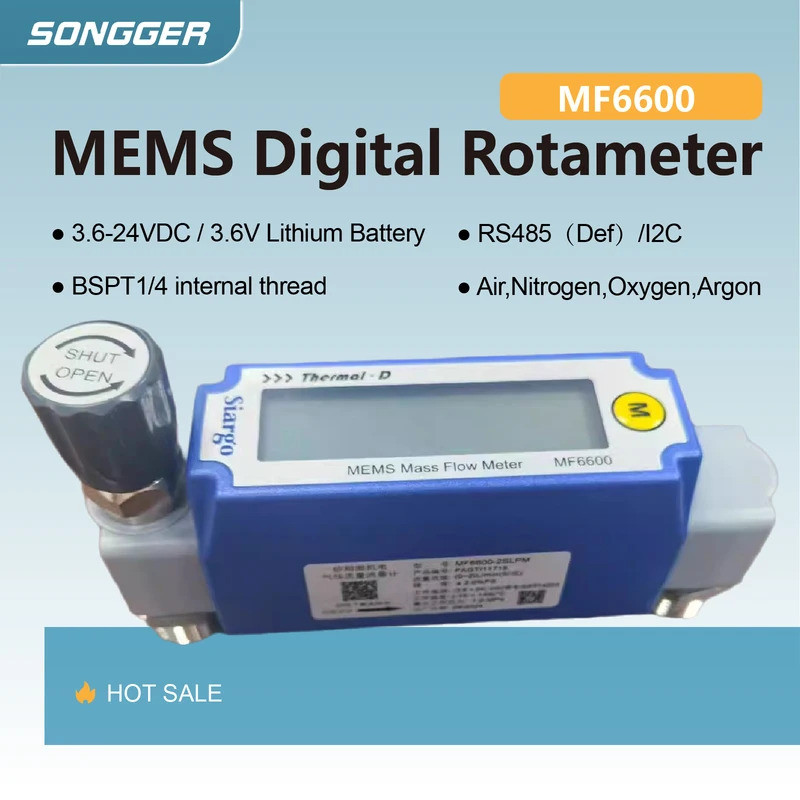 MEMS Digital Rotameter MF6600 Gas Flow Meter LCD Display RS485 ...