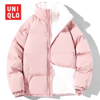 โปรโมชั่น Flash Sale : UNIQLO ยูนิโคล่ 2025 ผ้าฝ้ายเบาะผู้ชายปกเสื้อ ขนแกะ 2025 ใหม่ฤดูใบไม้ร่วงและฤดูหนาวหนาด้านบนผู้หญิงสีทึบเสื้ออบอุ่น