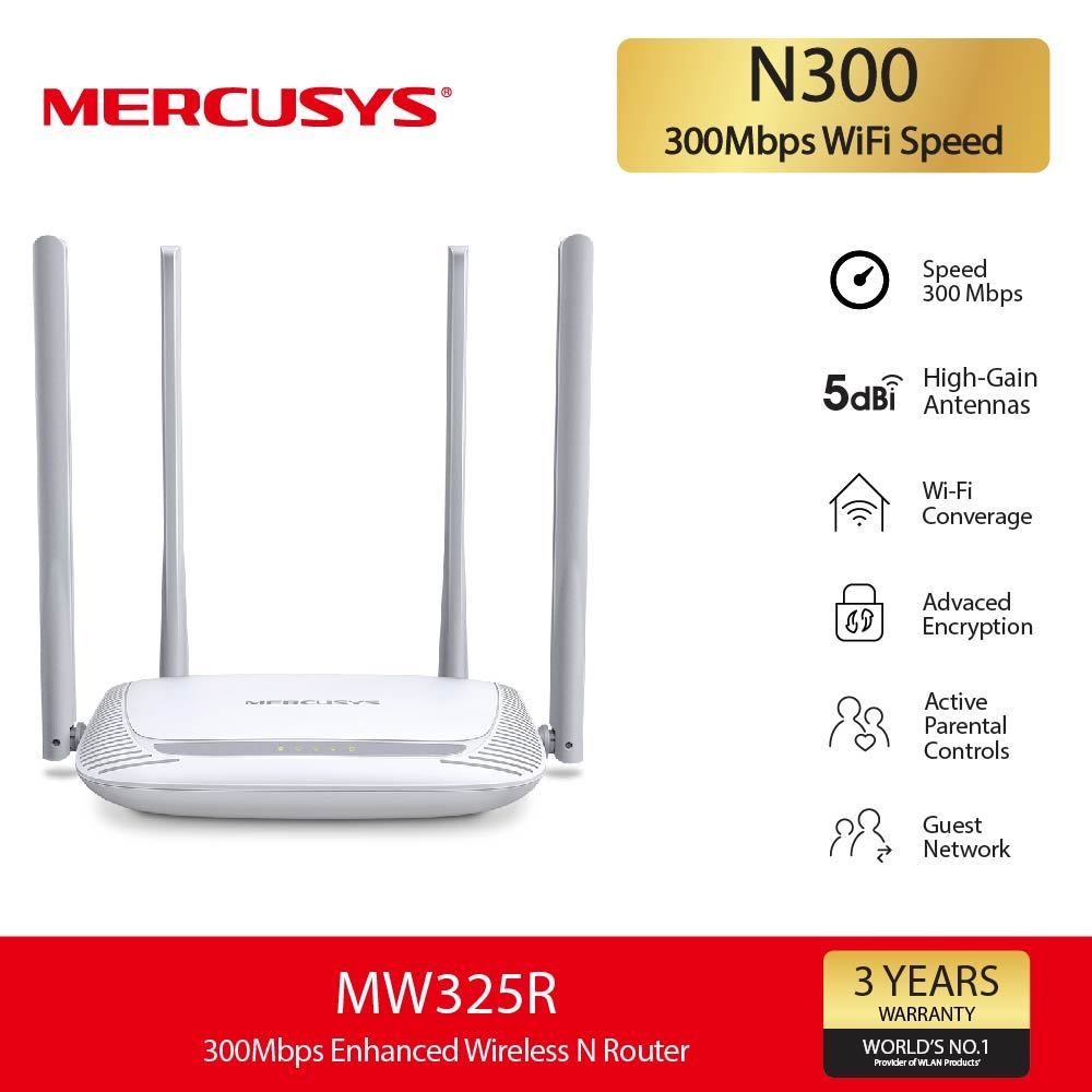Mercusys MW325R N300 Wireless N Enhanced 300Mbps Router เราเตอร์ 2.4Ghz ...