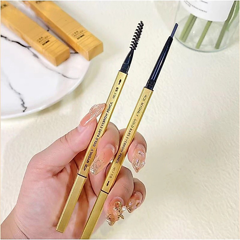 ดินสอเขียนคิ้ว 2 in 1 แบบหมุนอัตโนมัติ สีชัด เขียนง่าย ติดทนนาน พร้อมแปรง