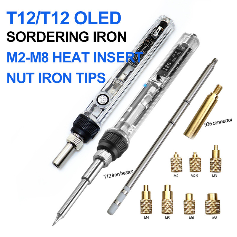 T12 Soldering Iron With Heat Insert Nut Iron Tip Insert Internal Thread ...