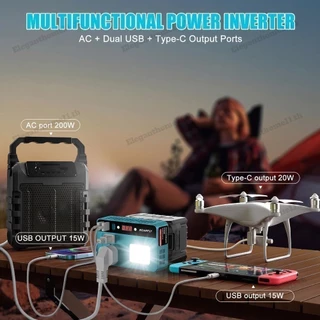 6-in-1 150W Power Inverter DC 18-21V to AC 220V USB Type-C