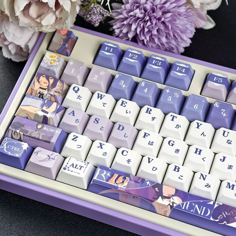 Reze Keycaps130 คีย์ MOA/เชอร์รี่โปรไฟล์ PBT Dye Sublimation Aula F75 ...