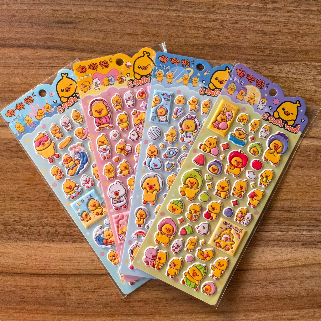 Dudu Duck สติ๊กเกอร์ 3D การ์ตูน (4 แผ่น) - สติ๊กเกอร์เป็ดเหลืองน่ารัก ...
