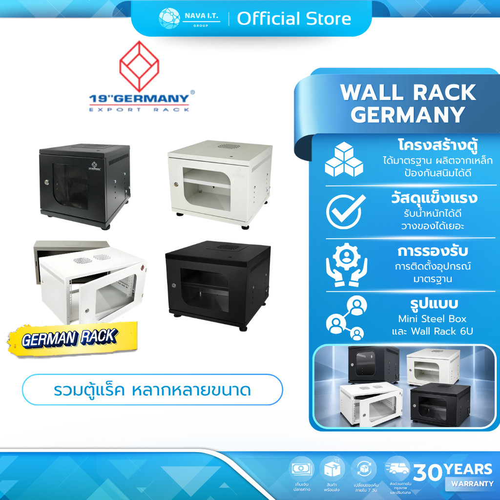 19”GERMANY G1-60406/G1-60506/G6-30030/G6-40040 ตู้แรค Wall Rack 6U และ ...