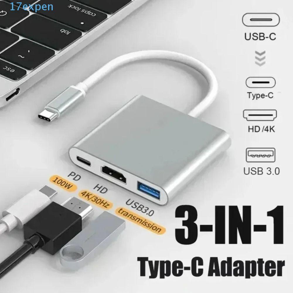 EXPEN USB C HUB, 3 in 1 4K HDMI TYPE-C เป็นอะแดปเตอร์ที่รองรับ HDMI ...