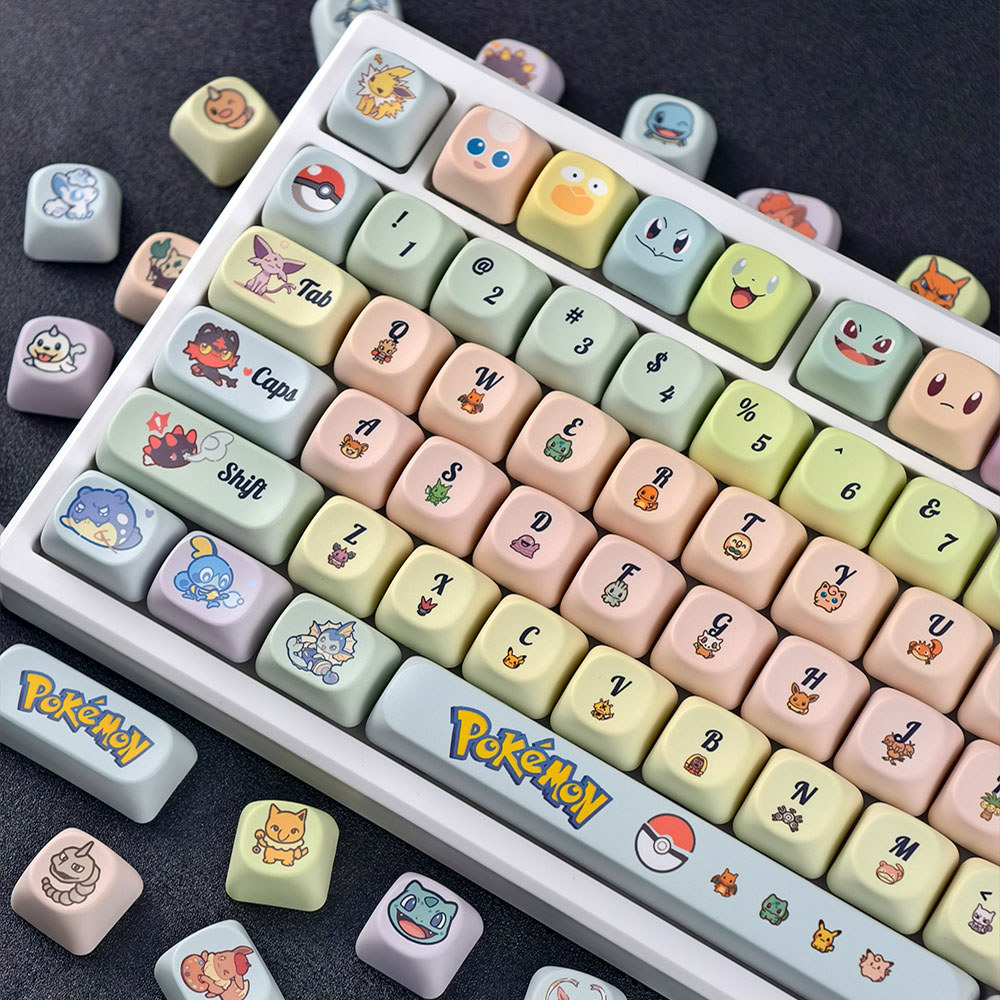 Pokemon Keycaps 130 คีย์ MOA โปรไฟล์ PBT Dye Sublimation Aula F75 F99 ...