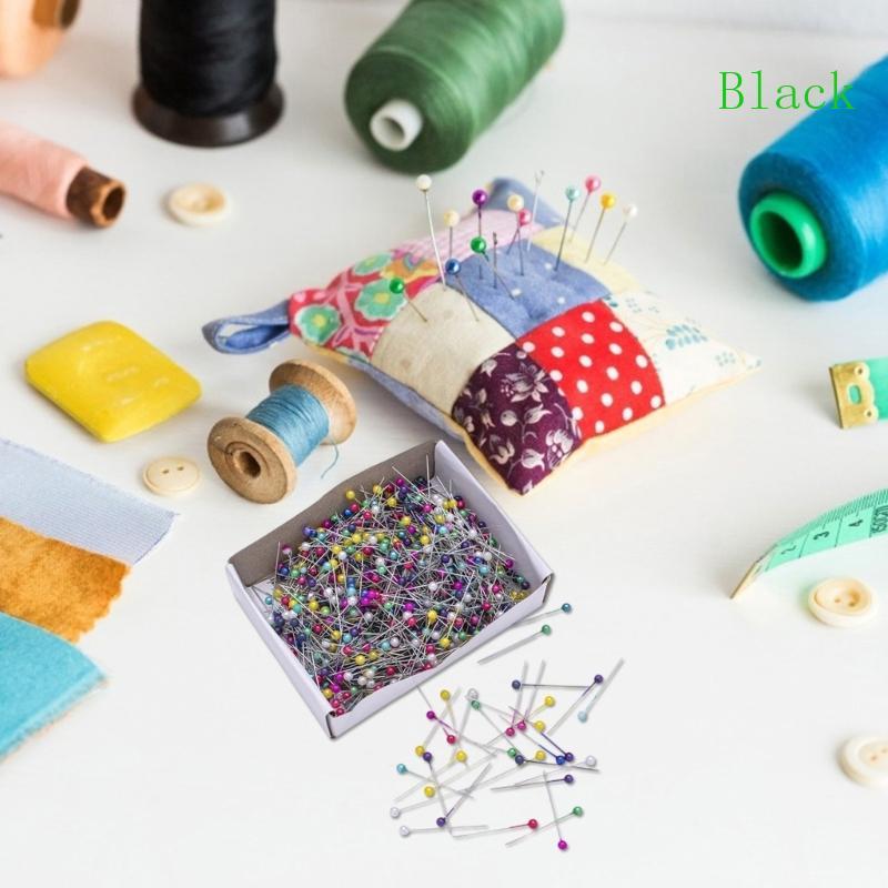สีดํา 800 ชิ้นรอบหัว Tailoring Pins สี Dressmaking Pins หมุดสแตนเลส ...