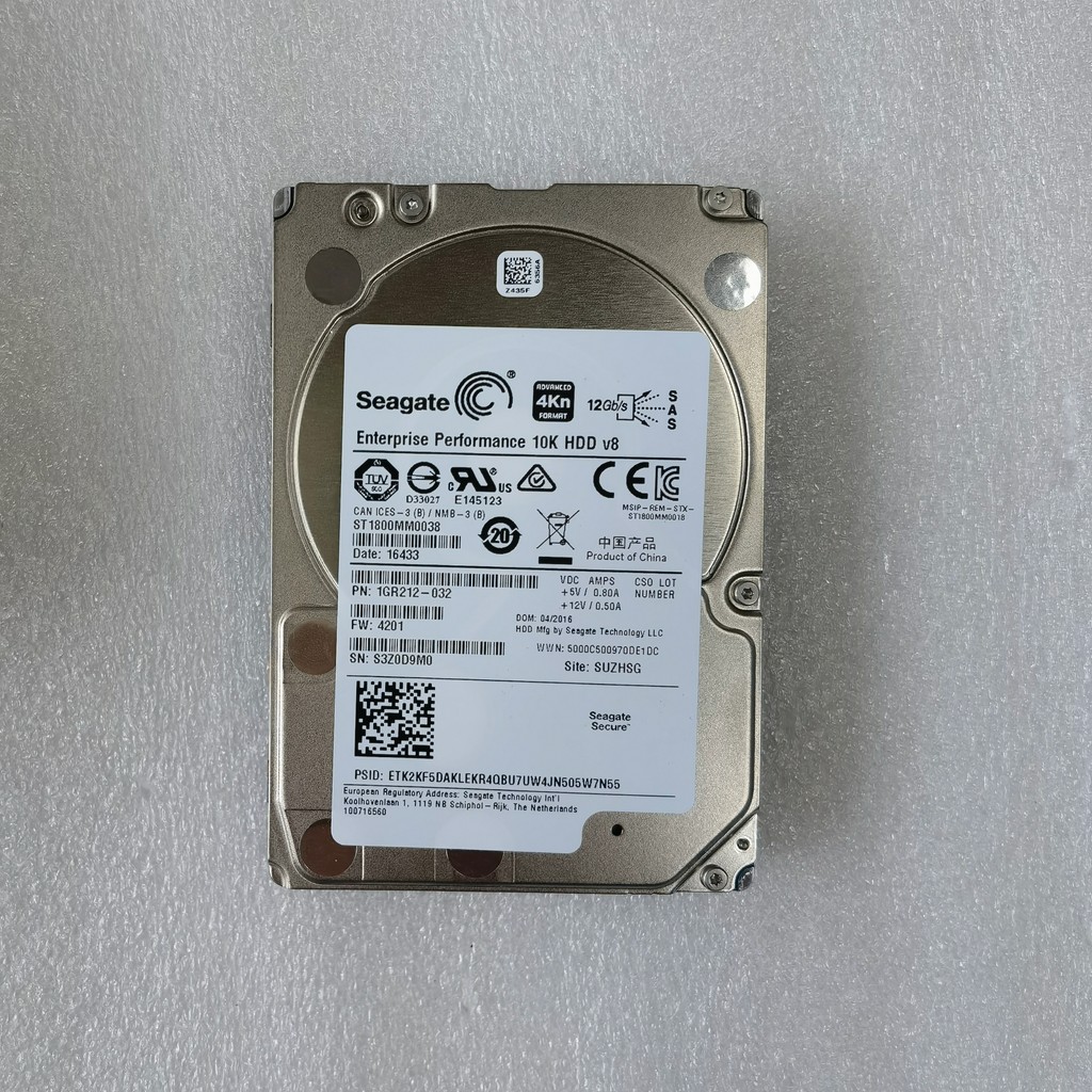 Disque Dur Serveur Seagate 1.8 To SAS 12G 10 000 Tr/min - Référence ST1800MM0158, Reconditionné