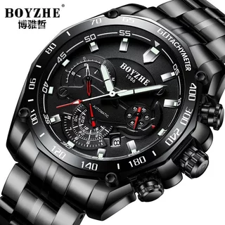 BOYZHE นาฬิกาแบรนด์ WL014 อัตโนมัติ Multi-Function Mechanical นาฬิกากันน้ําปฏิทินเรืองแสงนาฬิกาผู้ช…