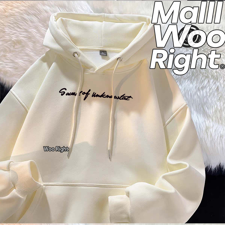 จัดส่งตลอด 24 ชั่วโมง Woo Right  hoodieเสื้อเเขนยาว oversize พิมพ์ข้อความ Woo Right เสื้อยืดผู้หญิง
