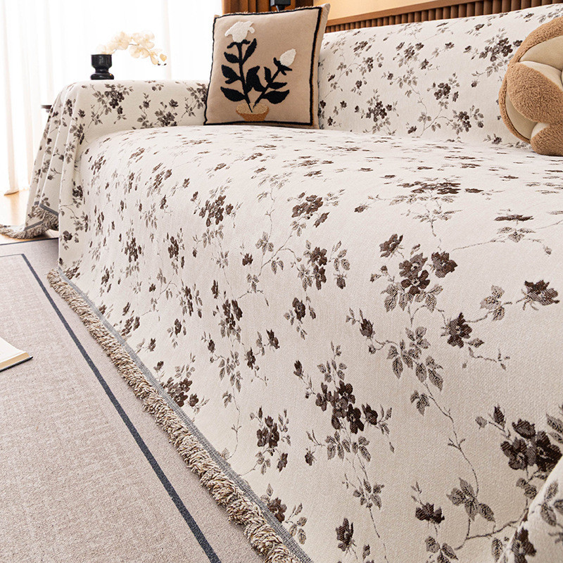 French Vintage Chenille Full Sofa Cover